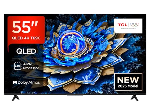 TCL 55T69C 55 Zoll QLED, Direct LED TV, 4K HDR TV, Smart Google TV (Dolby Vision & Atmos, Game Master, Motion Clarity, Kompatibel mit Google Assistant & Alexa) von TCL