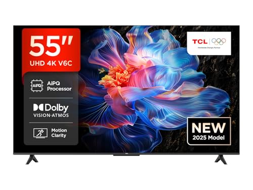 TCL 55V6C 55 Zoll Direct LED TV, 4K HDR Fernseher, Smart TV mithilfe von Google TV (Dolby Audio, Motion Clarity, Kompatibel mit Google Assistant & Alexa) von TCL