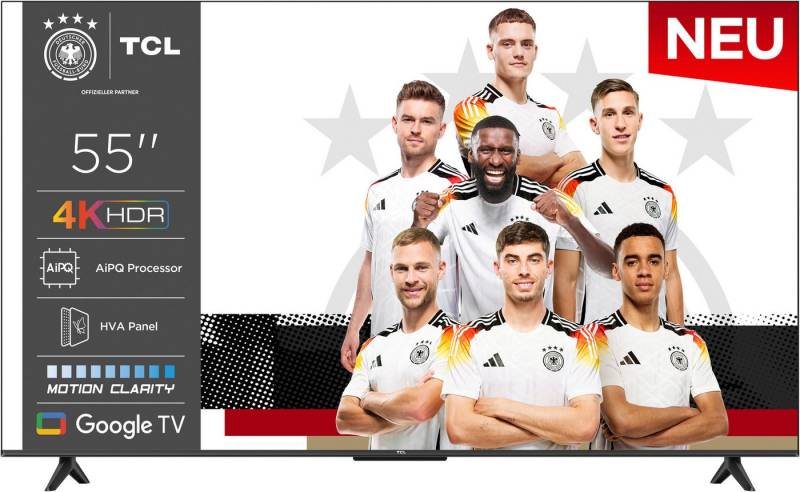 TCL 55V6CX2 LED-Fernseher (90 cm/55 Zoll, 4K Ultra HD, Google TV, Smart-TV, 4K HDR, Multi-HDR, Dolby Vision, Game Master, Smart TV, Apple TV, AiPQ) von TCL
