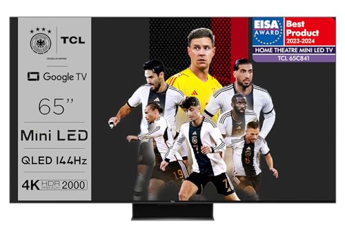 TCL 65C841 65-Zoll-Fernseher, Miniled, QLED, 4K HDR Premium 2000 nits, Quantum Dot, Smart TV, Onkyo 2.1 Sound, Google TV von TCL
