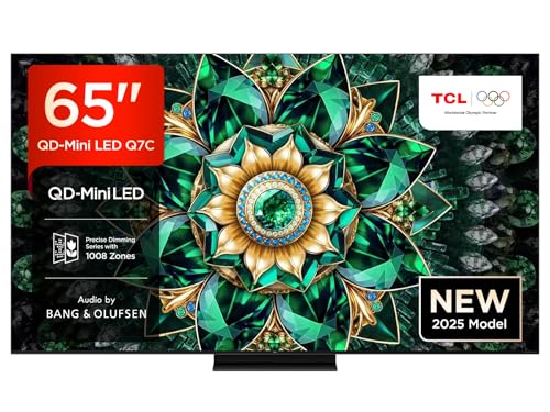 TCL 65Q7C 65 Zoll QD-Mini LED Fernseher, 4K HDR Premium 2600, Smart Google TV (Dolby Vision IQ & Atmos, HVA Panel, Audio von Bang & Olufsen, 144Hz Motion Clarity Pro, Game Master) von TCL