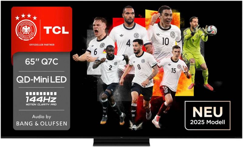 TCL 65Q7CX7 QLED Mini LED-Fernseher (164 cm/65 Zoll, 4K Ultra HD, Google TV, Smart-TV, Audio von Bang & Olufsen, Präzises Dimming, Smart TV, Apple TV, 4K HDR) von TCL