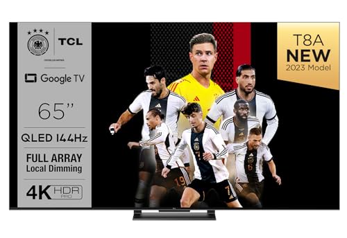 TCL 65T8A 65-Zoll-Fernseher, QLED, HDR 1000 nits, Full Array Local Dimming, IMAX Enhanced, 144Hz VRR, Dolby Vision und Atmos TV, Unterstützt bei Google von TCL