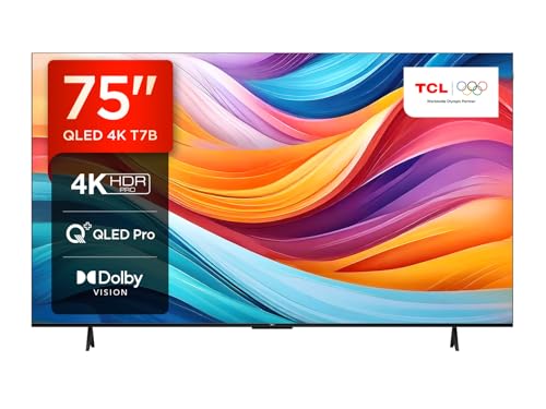 TCL 75T7B 75-Zoll QLED Pro Fernseher, 4K Ultra HD, HDR Pro, Smart TV Unterstützt von Google TV (Dolby & Atmos, Motion Clarity, Freihändige Sprachsteuerung, Kompatibel mit Google Assistant & Alexa) von TCL