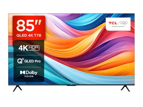 TCL 85T7B 85-Zoll QLED Pro Fernseher, 4K Ultra HD, HDR Pro, Smart Google TV (Dolby Vision & Atmos, Motion Clarity, Freihändige Sprachsteuerung, Kompatibel mit Google Assistant & Alexa) von TCL