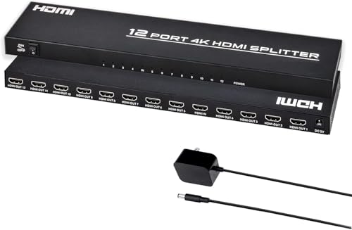 TCNEWCL 4K HDMI Splitter 1 in 12 Out Gleichzeitig 1x12 Audio Video HDMI Verteiler mit Netzteil, Unterstützt 3D, HDCP, Kompatibilität mit HDTV, Xbox, PS4, Blue-Ray Player, Projektor von TCNEWCL