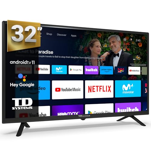 TD Systems - 32 Zoll Smart TV, Google TV, HD DVB-T2/C/S2 Television, Android 11, Modell 2024, Fernseher mit 2 Jahren Garantie - PRIME32C19GLE TD Systems - 32 Zoll Smart TV, Google TV, HD DVB-T2/C/S2 Television, Android 11, Modell 2024, Fernseher mit 2 Jahren Garantie - PRIME32C19GLE von TD Systems