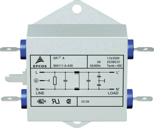 TDK B84111AA30 B84111AA30 Entstörfilter flammhemmend 250 V/AC 3A 1.5 mH (L x B x H) 70 x 76.5 x 22. von TDK