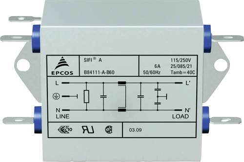 TDK B84111AB60 B84111AB60 Entstörfilter flammhemmend 250 V/AC 6A 1.8 mH (L x B x H) 45 x 76.5 x 28. von TDK