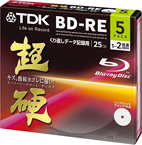 TDK Blu-Ray BD-RE Rewritable Ver. 2.1 25GB 2x Speed - 5 Pack Slim Case - EXTRA HARD COATING (japan import) von TDK