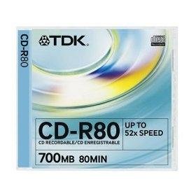 TDK Blank CDs, 700 MB, 10 PC (S), 60, 80 Min, 1.2 m/s, Kunststoff, Universelle Passform, Ventilkappe von TDK