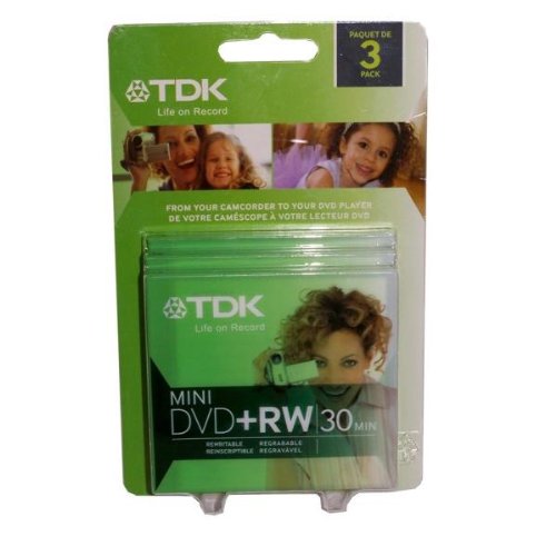 TDK Mini-DVD+RW 30 Minuten 1,4 GB mit Hülle, 3 Stück TDK Mini-DVD+RW 30 Minuten 1,4 GB mit Hülle, 3 Stück von TDK