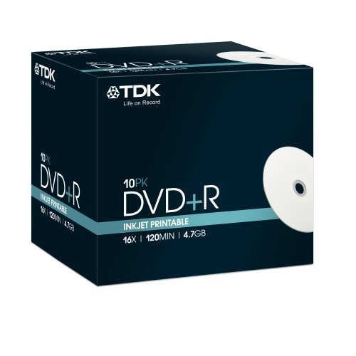 TDK T19494 4.7GB 16x Speed 120min Printable DVD+R Disc in Jewel Case (Pack of 10) by TDK von TDK