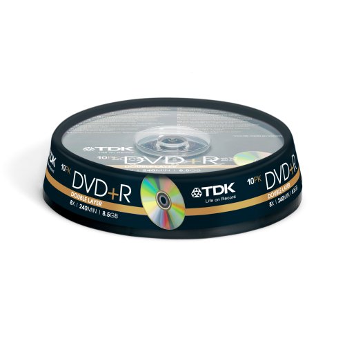 TDK T19924 DVD+R DL Double Layer Rohling 8,5GB in Cakebox (10 Stück) 8x Speed von TDK
