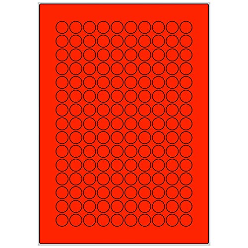TE-Office 1500 Stück 15mm runde farbige Universal Markierungspunkte Klebepunkte auf 10 Blatt Bogen DIN A4 in matt rot von TE-Office