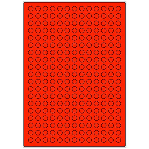 TE-Office 2470 Stück 10mm runde farbige Universal Markierungspunkte Klebepunkte auf 10 Blatt Bogen DIN A4 in matt rot von TE-Office