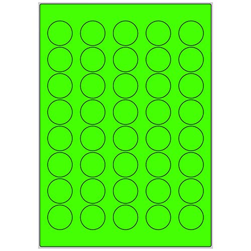 TE-Office 400 Stück 30mm runde farbige Universal Markierungspunkte Klebepunkte auf 10 Blatt Bogen DIN A4 in Leuchtfarbe grün von TE-Office