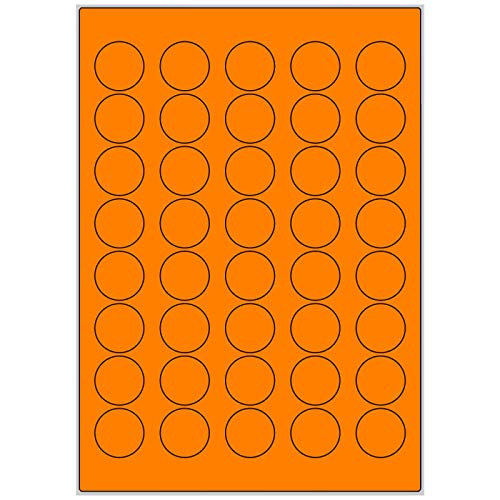 TE-Office 400 Stück 30mm runde farbige Universal Markierungspunkte Klebepunkte auf 10 Blatt Bogen DIN A4 in Leuchtfarbe orange von TE-Office
