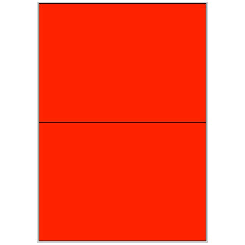 TE-Office 50 Stück farbige Haftetiketten Klebeetiketten Universal Aufkleber auf 25 Blatt DIN A4 Bogen rot matt 210x148 mm Laser Inkjet von TE-Office