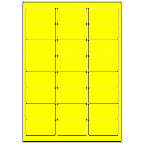 TE-Office 675 farbige Haftetiketten Klebeetiketten Universal Aufkleber auf 25 Blatt DIN A4 Bogen Leuchtfarbe gelb 63,5x29,6 mm Laser Inkjet von TE-Office