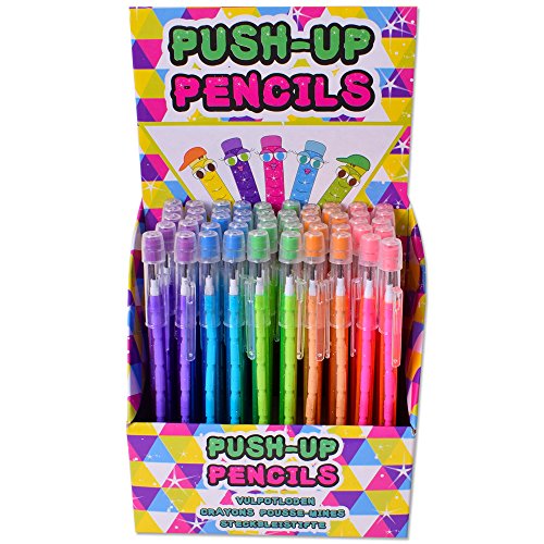 TE-Trend 50 Stück Bleistift Stift 8 Steckminen Radiergummi Kinder Geburtstag Kindergeburtstag Mitgebsel mehrfarbig sortiert von TE-Trend