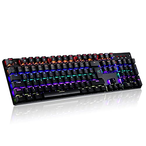 teamwolf RGB-Tastatur, mechanisch, 105 Tasten, komplett, rote Schalter, Antiantom, professionelle Tastaturen (schwarz) von TEAM WOLF