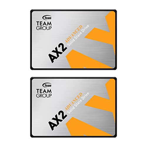 TEAMGROUP AX2 2TB 2 Pack 3D NAND TLC 2,5 Zoll SATA III interne Solid State Drive SSD (Lesegeschwindigkeit 550 MB/s) kompatibel mit Laptop & PC Desktop T253A3002T0C1P1 von TEAMGROUP