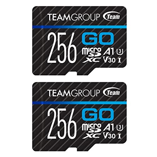 TEAMGROUP Go Card TGUSDX256GU364 Micro SDXC UHS-I U3 V30 4K für GoPro & Action-Kameras, Hochgeschwindigkeits-Flash-Speicherkarte mit Adapter, für Outdoor, Sport, 4K Shooting, 2 Stück von TEAMGROUP