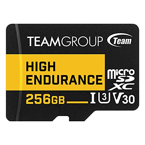 TEAMGROUP High Endurance 256 GB microSDXC UHS-I U3 V30 100 MB/s (für die Überwachung) stabile und langlebige Flash-Speicherkarte, unterstützt 4K & Full HD Videoaufnahmen TTUSDX256GIV3002 von TEAMGROUP