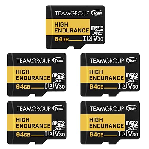 TEAMGROUP High Endurance THUSDX64GIV3068 Micro SDXC UHS-I U3 V30 4K 100 MB/s (entworfen für die Überwachung) stabile, langlebige Flash-Speicherkarte, unterstützt 4K- und Full-HD-Videoaufnahmen, 64 GB von TEAMGROUP