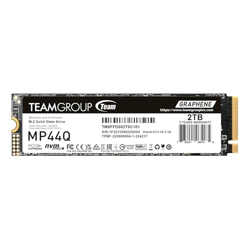 TEAMGROUP MP44Q SLC Gen 4x4 M.2 2280 PCIe 4.0 Cache mit NVMe für Laptop und Desktop und NUC und NAS SSD Lese-/Schreibgeschwindigkeit bis zu 7400/6500MB/s TM8FFD002T0C101 von TEAMGROUP