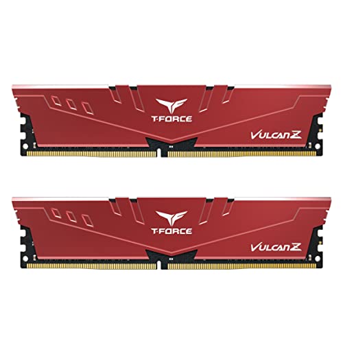TEAMGROUP T-Force Vulcan Z DDR4 32GB Kit (2x16GB) 3600MHz (PC4 28800) CL18 Desktop Arbeitsspeicher RAM TLZRD432G3600HC18JDC01 - Rot von TEAMGROUP