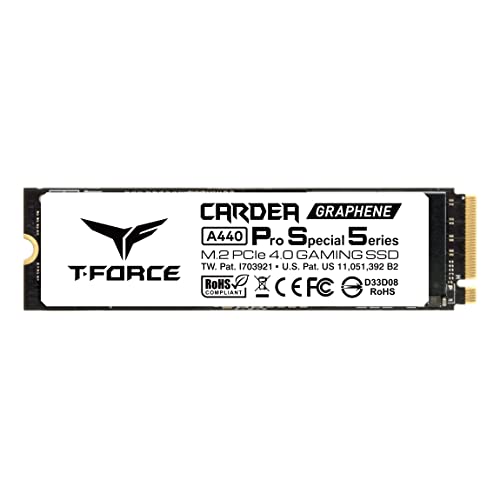 TeamGroup T-Force CARDEA A440 Pro PSS Graphene Kühlkörper, 1 TB, kompatibel mit PS5, DRAM SLC Cache 3D NAND TLC NVMe PCIe Gen4 x4 M.2 2280 Gaming SSD Lesen/Schreiben 7.200/6.000 MB/s TM8FPY01T0C129 von TEAMGROUP