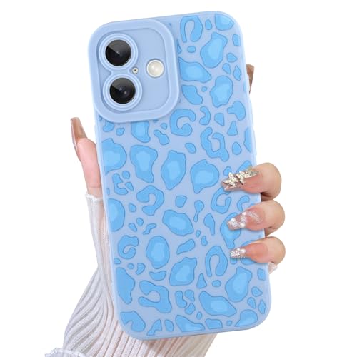 TEAUGHT Kompatibel mit iPhone 16 Hülle, süßes Muster, Leopardenmuster, Geparden-Muster, Handyhülle, Silikon, für Mädchen und Frauen, Blau TEAUGHT Kompatibel mit iPhone 16 Hülle, süßes Muster, Leopardenmuster, Geparden-Muster, Handyhülle, Silikon, für Mädchen und Frauen, Blau von TEAUGHT