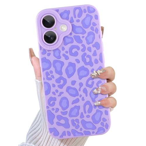 TEAUGHT Kompatibel mit iPhone 16 Hülle, süßes Muster, Leopardenmuster, Geparden-Muster, Handyhülle, Silikon, für Mädchen und Frauen, Violett TEAUGHT Kompatibel mit iPhone 16 Hülle, süßes Muster, Leopardenmuster, Geparden-Muster, Handyhülle, Silikon, für Mädchen und Frauen, Violett von TEAUGHT