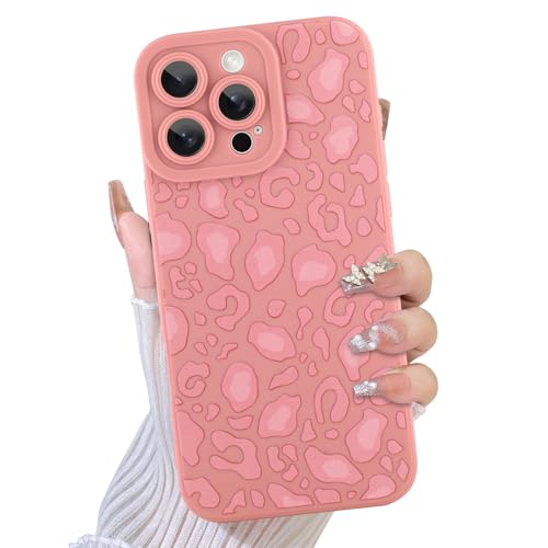TEAUGHT Kompatibel mit iPhone 16 Pro Hülle, süßes Muster, Leopardenmuster, Geparden-Muster, Handyhülle, Silikon, für Mädchen und Frauen, Rosa von TEAUGHT