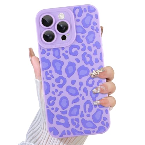 TEAUGHT Kompatibel mit iPhone 16 Pro Max Hülle, süßes Muster, Leopardenmuster, Geparden-Muster, Handyhülle, Silikon, für Mädchen und Frauen, Violett von TEAUGHT