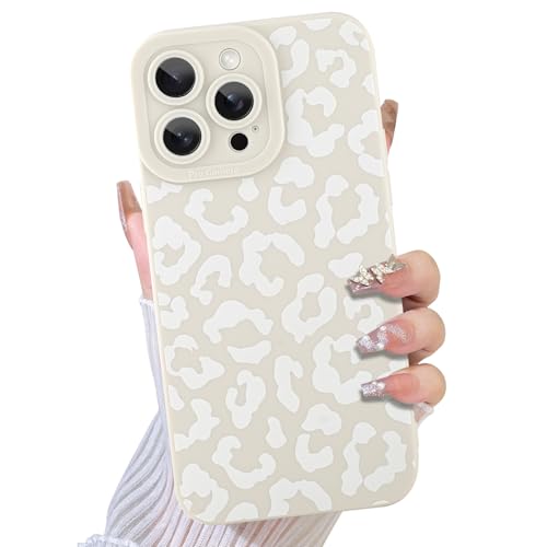 TEAUGHT Schutzhülle für iPhone 12 Pro Max, süßes Leopardenmuster + Displayschutzfolie, stoßfest, Gepardenmuster, rutschfest, für Mädchen und Frauen, Weiß von TEAUGHT