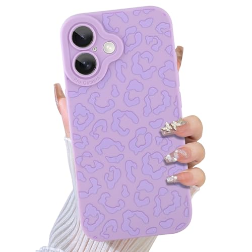 TEAUGHT Schutzhülle für iPhone 16, niedliches Leopardenmuster + Displayschutzfolie, stoßfest, Gepardenmuster, Violett TEAUGHT Schutzhülle für iPhone 16, niedliches Leopardenmuster + Displayschutzfolie, stoßfest, Gepardenmuster, Violett von TEAUGHT