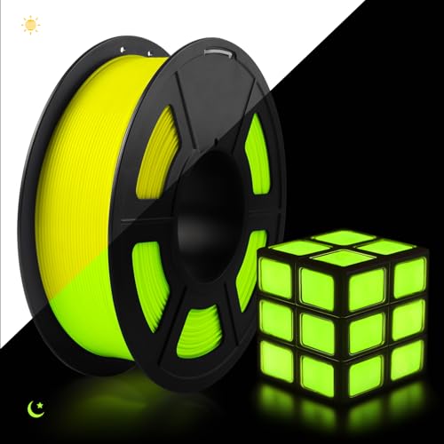TECBEARS Glow in the Dark Filament PLA 1.75mm, PLA Leuchtet Filament Gelb, Maßgenauigkeit +/- 0.02mm, 1kg Spule Filament PLA für 3D Drucker, Leuchtendes Gelb von TECBEARS