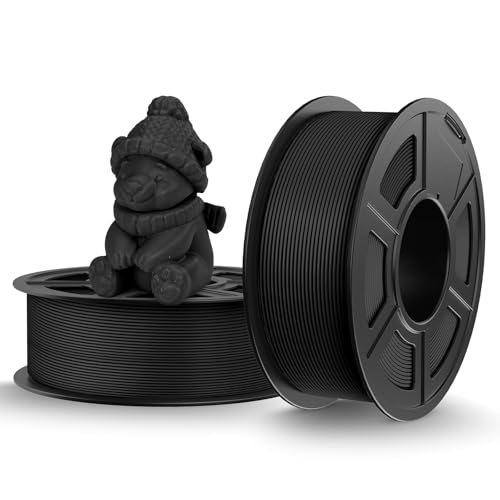 TECBEARS Matte PLA Filament Schwarz 2KG, High Speed PLA 3D Drucker Filament mit Matter Oberfläche für 0-600 mm/s Hochgeschwindigkeitsdruck, Maßgenauigkeit +/- 0.02mm, 2 Stück 1kg Spule (2.2lbs) von TECBEARS