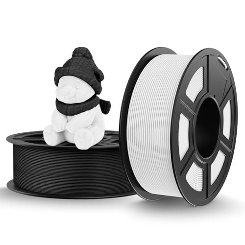 TECBEARS Matte PLA Filament Schwarz Weiß 2KG, High Speed PLA 3D Drucker Filament mit Matter Oberfläche für 0-600 mm/s Hochgeschwindigkeitsdruck, Maßgenauigkeit +/- 0.02mm, 2 Stück 1kg Spule (2.2lbs) von TECBEARS