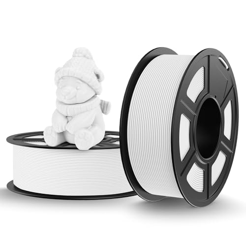 TECBEARS Matte PLA Filament Weiß 2KG, High Speed PLA 3D Drucker Filament mit Matter Oberfläche für 0-600 mm/s Hochgeschwindigkeitsdruck, Maßgenauigkeit +/- 0.02mm, 2 Stück 1kg Spule (2.2lbs) von TECBEARS