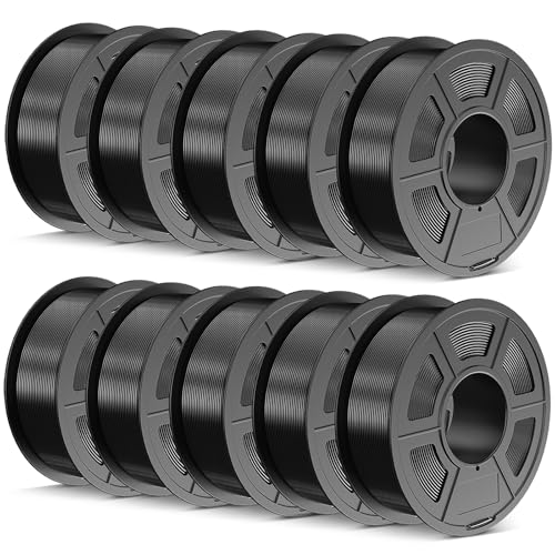 TECBEARS PETG Filament 1.75 mm Schwarz 10 kg, Stärker Zähigkeit PETG 3D Drucker Filament, 10 Spulen, 1kg pro Spule, Maßgenauigkeit +/- 0,02 mm, Kompatibel mit FDM Drucker von TECBEARS