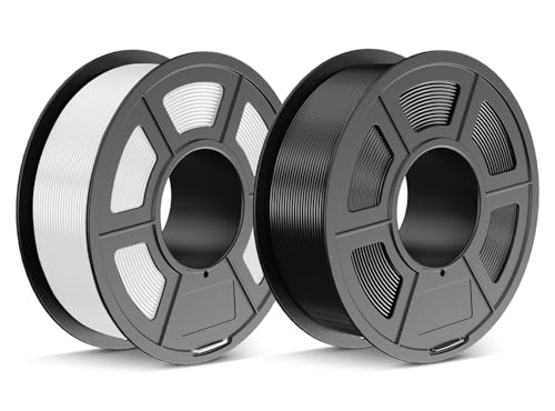 TECBEARS PLA+ Filament 1,75 mm Schwarz+Weiß 2KG, Verstärkt Zähigkeit PLA Plus 3D Drucker Filament, 0-300mm/s Druckgeschwindigkeit, 1KG Spulen, Maßgenauigkeit +/- 0,02 mm von TECBEARS