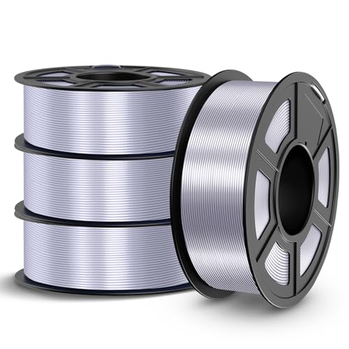 TECBEARS PLA 4KG Filament 1.75mm Bundle Silk Silber, Shiny PLA 3D Drucker Filament, Mit Seidenglattes Finish, Gute Farbwiedergabe, Maßgenauigkeit +/- 0.02, 1 kg Spool für 3D-DruckerSilk PLA Silber TECBEARS PLA 4KG Filament 1.75mm Bundle Silk Silber, Shiny PLA 3D Drucker Filament, Mit Seidenglattes Finish, Gute Farbwiedergabe, Maßgenauigkeit +/- 0.02, 1 kg Spool für 3D-DruckerSilk PLA Silber von TECBEARS