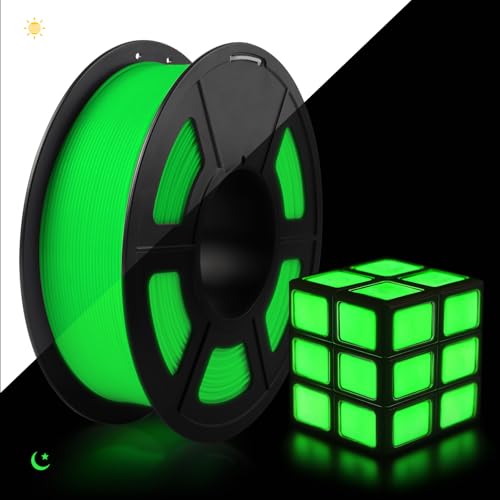 TECBEARS Glow in the Dark Filament PLA 1.75mm, PLA Leuchtet Filament Grün, Maßgenauigkeit +/- 0.02mm, 1kg Spule Filament PLA für 3D Drucker, Leuchtendes Grün von TECBEARS