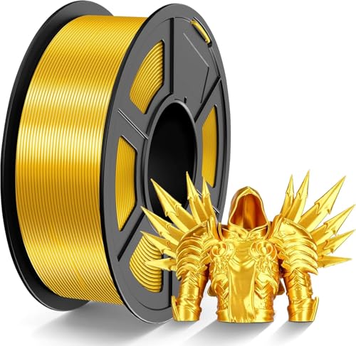 TECBEARS PLA Silk Filament 1.75mm Gold 1KG, Shiny Silk PLA 3D Drucker Filament, mit Seidenglattes Finish, Gute Farbwiedergabe, Maßgenauigkeit +/- 0.02, 1 Spulen, 1kg pro Spule Silk PLA Gold von TECBEARS