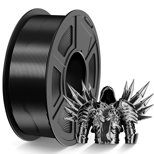TECBEARS PLA Silk Filament 1.75mm Schwarz 1KG, Shiny Silk PLA 3D Drucker Filament, mit Seidenglattes Finish, Gute Farbwiedergabe, Maßgenauigkeit +/- 0.02, 1 Spulen, 1kg pro Spule PLA Schwarz von TECBEARS