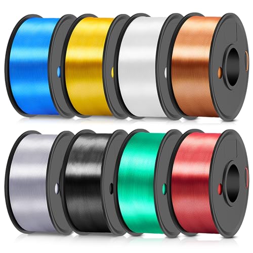 TECBEARS PLA Silk Filament 3D-Drucker Multicolor Bundle, Schwarz+Weiß+Silber+Gold+Blau+Grün+Rot+Kupfer, 8 Spulen 2 kg, 250 g pro Spule TECBEARS PLA Silk Filament 3D-Drucker Multicolor Bundle, Schwarz+Weiß+Silber+Gold+Blau+Grün+Rot+Kupfer, 8 Spulen 2 kg, 250 g pro Spule von TECBEARS
